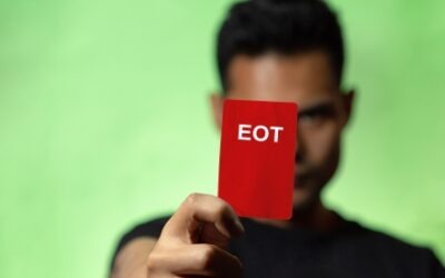 holding up a red card to signify disqualifying an EOT